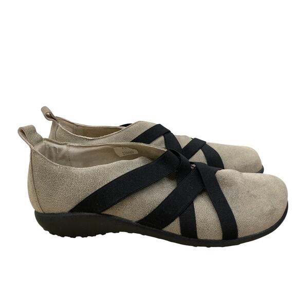 Naot Shoes Womens 9 Taupe Suede Elastic Strap Slip On Comfort Arch Support - Picture 2 of 11